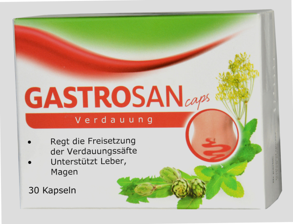 gastrosan, 60 capsules, digestion with artichoke, dandelion, caraway oil, peppermint oil, facilitates digestion, regenerates liver, lowers cholesterol